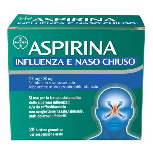 Aspirina influenza e naso chiuso 20 bustine Aspirina influenza e naso chiuso 20 bustine